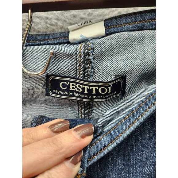 CEsttoi Womens 2XL Blue Denim High-Waisted Skinny Jeans With Button Fly & Faded - Picture 3 of 7